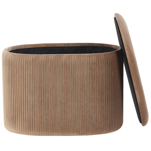 Beliani Storage Pouffe RICHLAND Velvet Beige 2