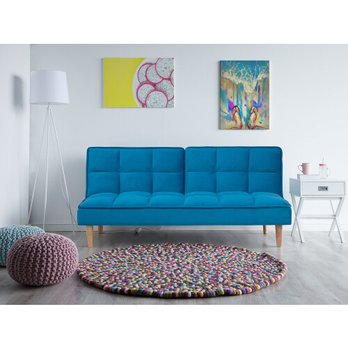 Beliani Sofa Bed 3 Seater SILJAN Fabric Sea Blue 1