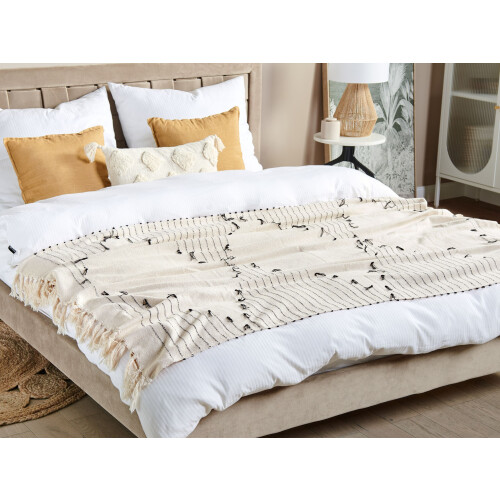 Beliani Blanket ULUYOL Cotton 130 x 170 cm Beige 1