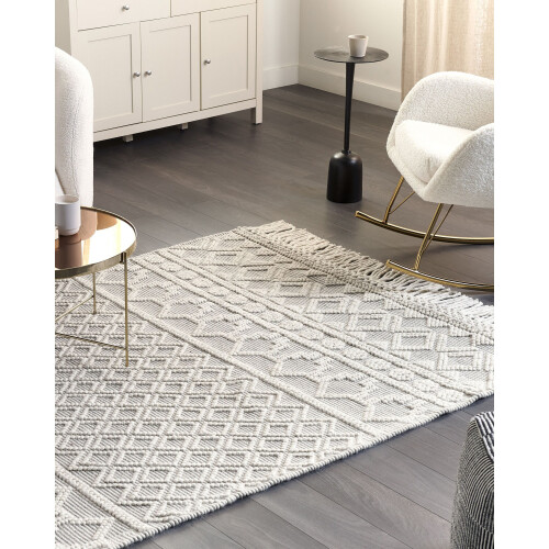 Beliani Rug SOLHAN Grey Beige 160 x 230 cm Wool 1