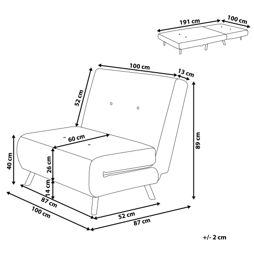 Beliani Single Sofa Bed FARRIS Fabric Red 2