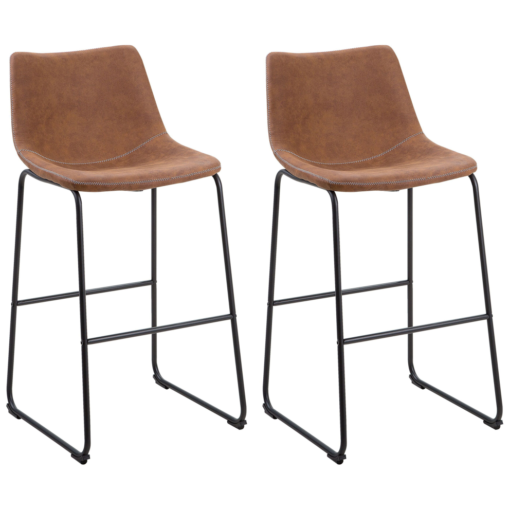 Set of 2 Bar Chairs FRANKS Golden Brown