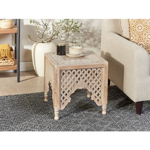 Beliani Side Table KADMA Mango Wood Light Brown 1