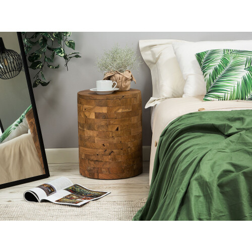 Beliani Side Table BRANT Teak Wood Brown 1