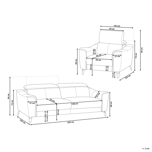 Beliani Living Room Set 4 Seater NARWIK Leather Brown 2