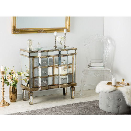 Beliani 6 Drawer Chest MOZELA Mirrored Silver 2