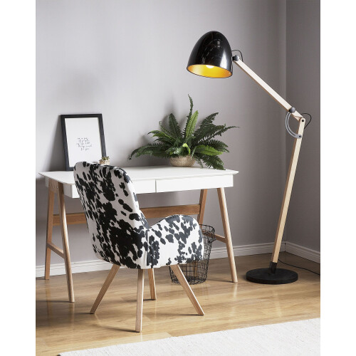 Beliani Floor Lamp HETTON Adjustable Oak Wood Black 1