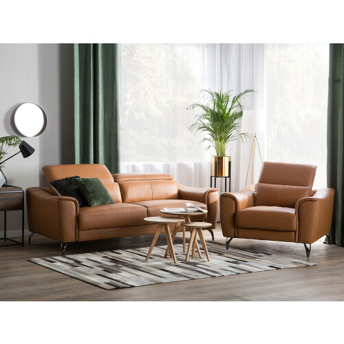 Beliani Living Room Set 4 Seater NARWIK Leather Brown 1