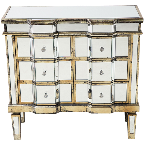 Beliani 6 Drawer Chest MOZELA Mirrored Silver 1