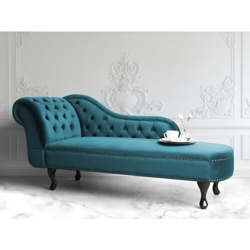 Beliani Left-Hand Chaise Longue NIMES Velvet Teal 1