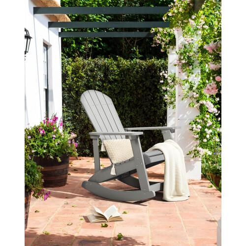 Beliani Garden Rocking Chair ADIRONDACK Light Grey 1