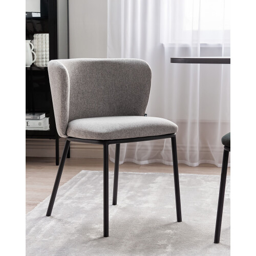 Beliani Set of 2 Dining Chairs MINA Fabric Grey 1