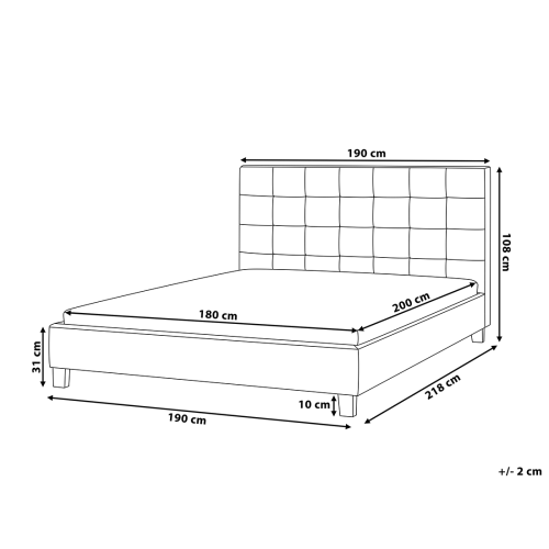 Beliani Bed Fabric LA ROCHELLE 180 x 200 cm (EU Super King) Light Grey 2