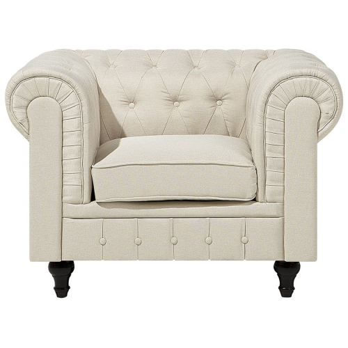 Beliani Armchair CHESTERFIELD Fabric Beige 1