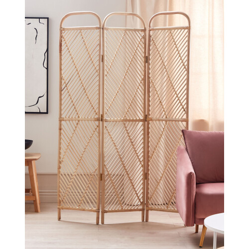 Beliani 3 Panel Room Divider COSENZA 106 cm 180 cm Light Brown 2