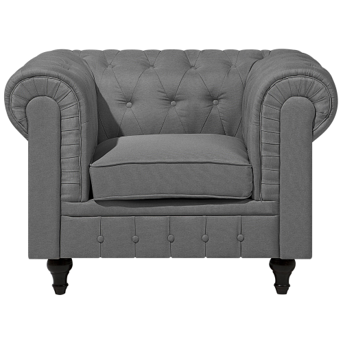 Beliani Armchair CHESTERFIELD Fabric Light Grey 1