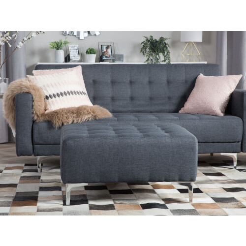 Beliani Ottoman ABERDEEN Fabric Dark Grey 1