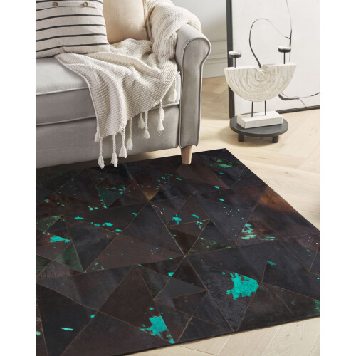 Beliani Rug ATALAN Brown 140 x 200 cm Leather 1