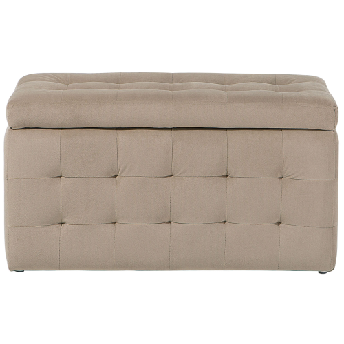 Beliani Storage Ottoman MICHIGAN Velvet Light Brown 1