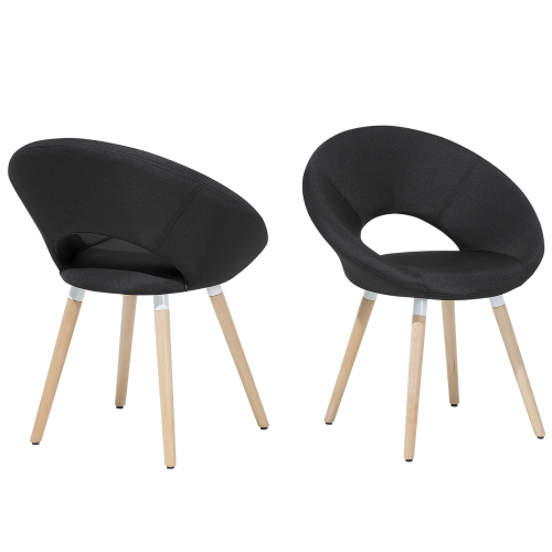 Beliani Set of 2 Dining Chairs ROSLYN Fabric Black 1
