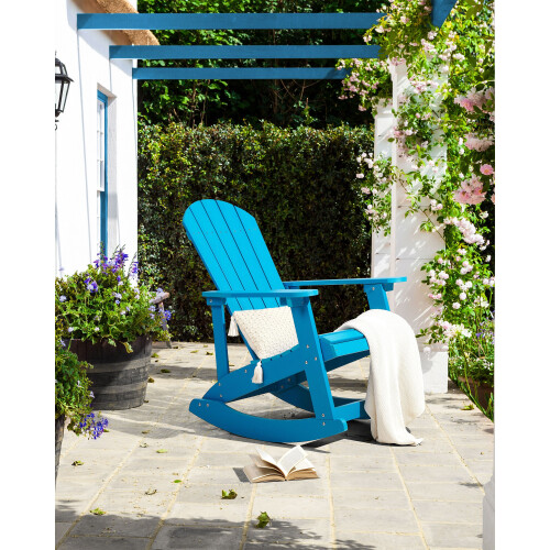 Beliani Garden Rocking Chair ADIRONDACK Blue 2