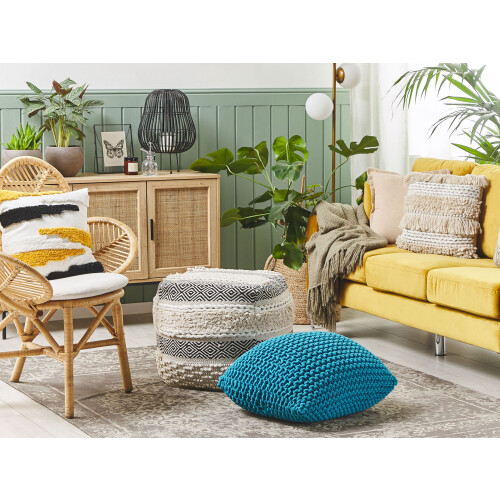 Beliani Pouffe CONRAD Cotton Sea Blue 1
