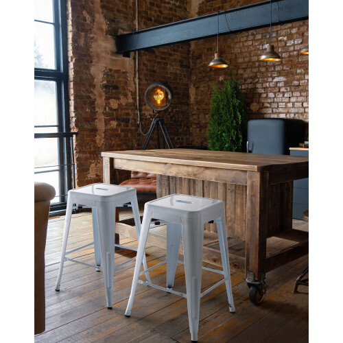 Beliani Set of 2 Bar Stools CABRILLO Metal White 1