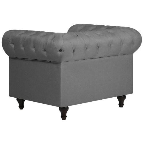 Beliani Armchair CHESTERFIELD Fabric Light Grey 2