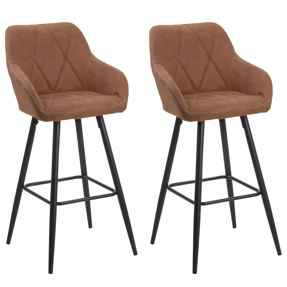 Set of 2 Bar Chairs DARIEN Golden Brown