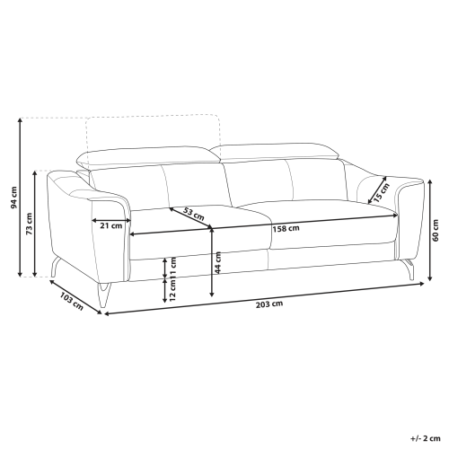 Beliani Sofa 3 Seater NARWIK Leather Golden Brown 2
