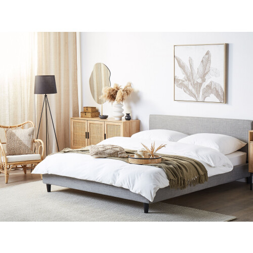 Beliani Bed Fabric FITOU 180 x 200 cm (EU Super King) Light Grey 1