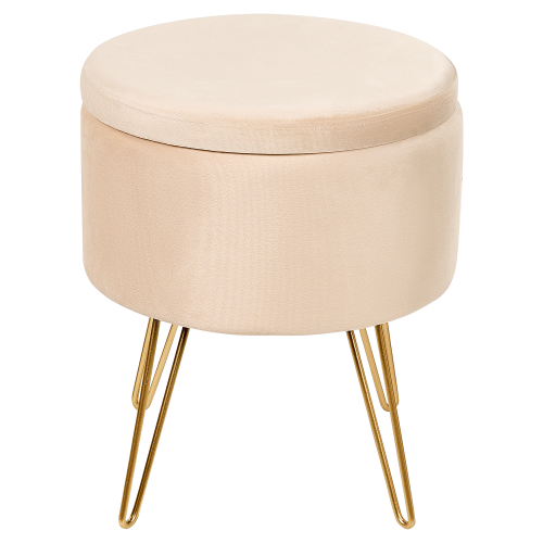 Beliani Storage Pouffe SILAS Velvet Light Beige 1
