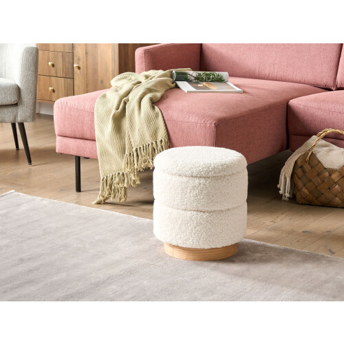 Beliani Storage Pouffe OGDEN Boucle White 2