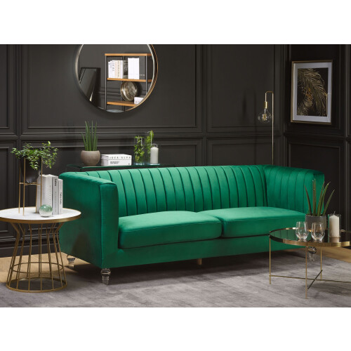 Beliani Sofa 3 Seater ARVIKA Velvet Green 1