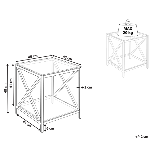 Beliani Side Table AUDET Tempered Glass Silver 2