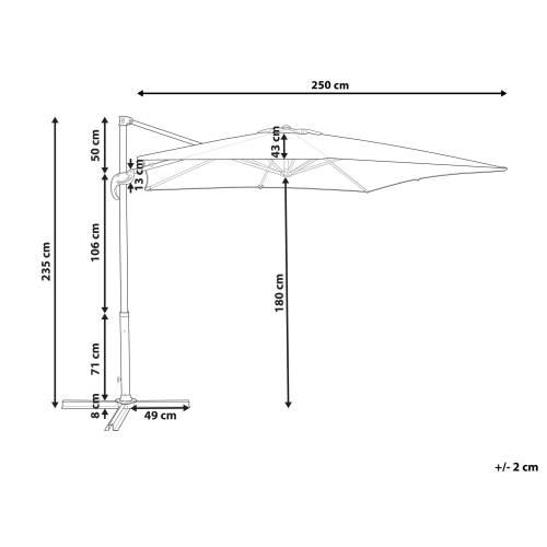 Beliani Cantilever Parasol 250 cm MONZA Dark Grey 2