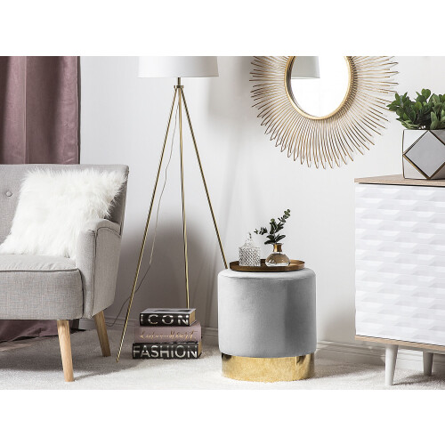 Beliani Pouffe SOPHIA Velvet Light Grey 1