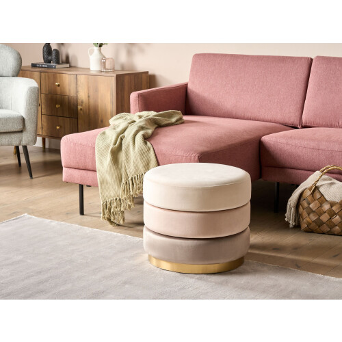 Beliani Pouffe LOUIN Velvet Beige 1