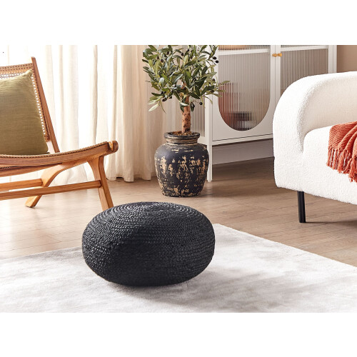 Beliani Pouffe TIFELT Jute Black 1