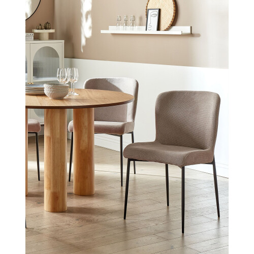 Beliani Set of 2 Dining Chairs ADA Fabric Taupe 1
