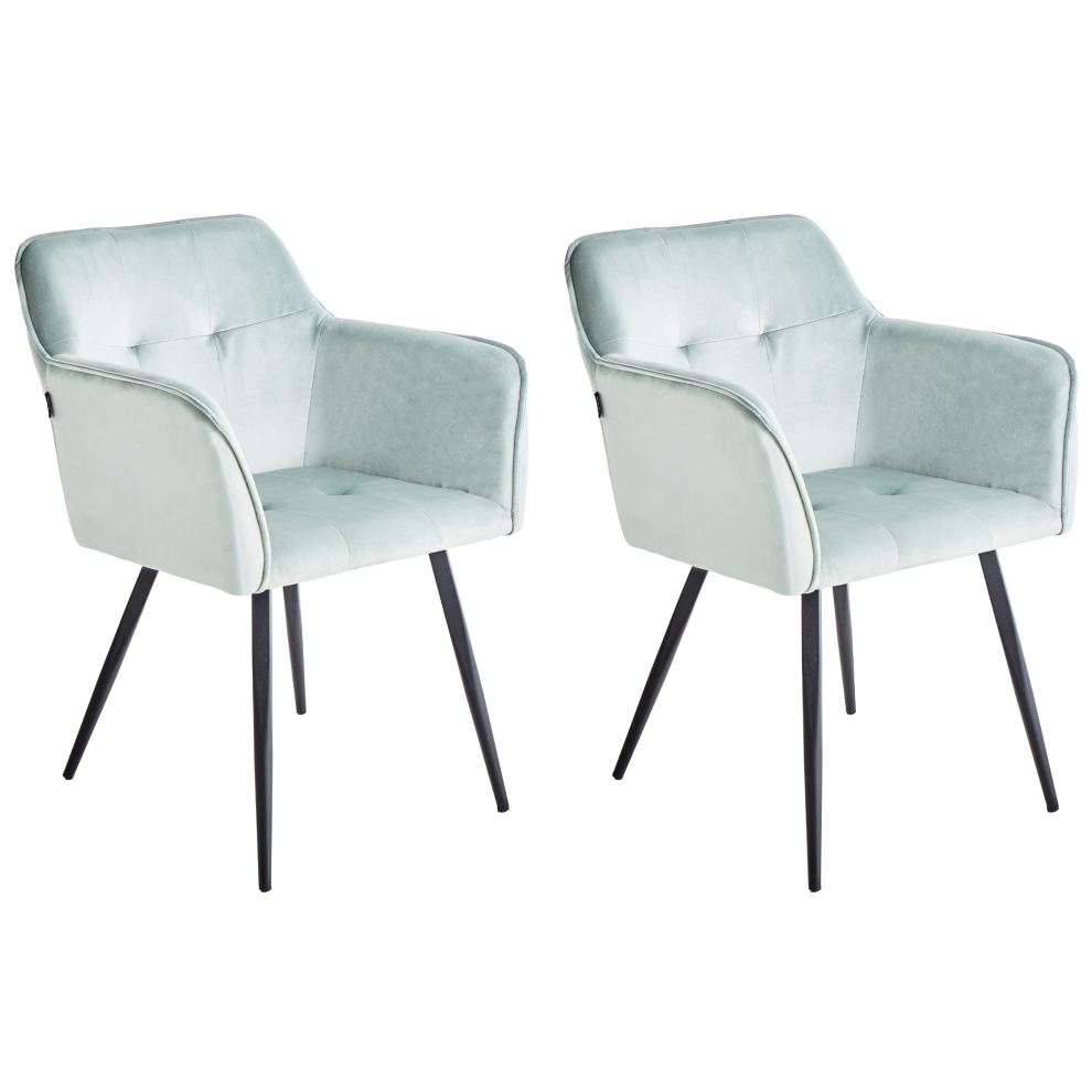 Set of 2 Dining Chairs JASMIN Velvet Mint Green