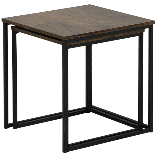 Beliani Set of 2 Side Tables DENNY Dark Brown 1