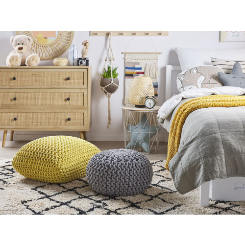 Beliani Pouffe CONRAD Cotton Yellow 1