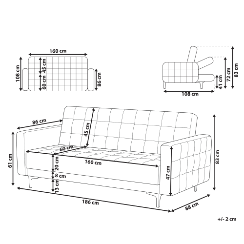 Beliani Sofa Bed 3 Seater ABERDEEN Velvet Teal 2