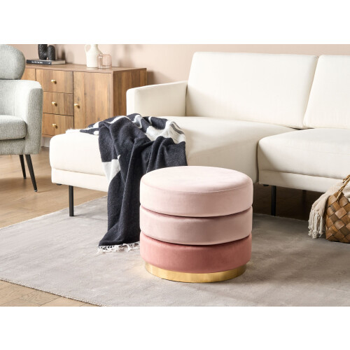 Beliani Pouffe LOUIN Velvet Pink 1