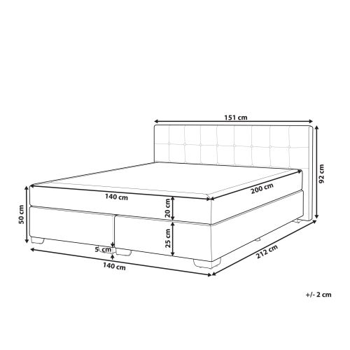 Beliani Divan Bed Fabric ADMIRAL 140 x 200 cm (EU Double) Black 2