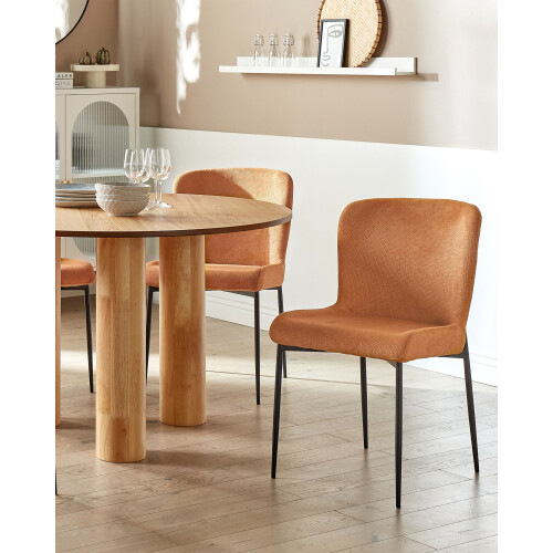 Beliani Set of 2 Dining Chairs ADA Fabric Orange 1
