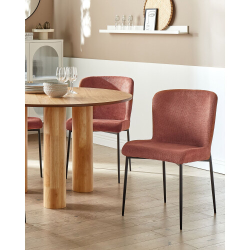 Beliani Set of 2 Dining Chairs ADA Fabric Brown 1