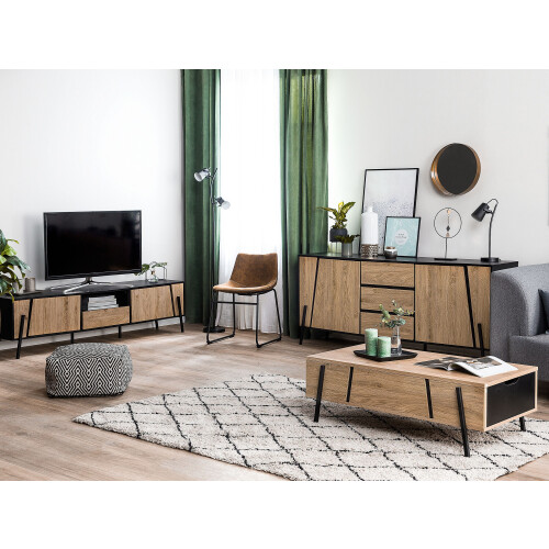 Beliani Coffee Table BLACKPOOL Brown/ Black with Storage 1