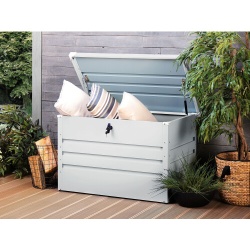Beliani Storage Box CEBROSA 100 cm 62 cm Metal Light Grey 2